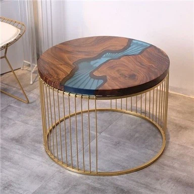 Rownd Resin Afon Beach Island Style Table Top